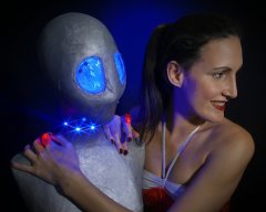 2016-11-20 MissGlamour silver bikini and corset - lit by LED