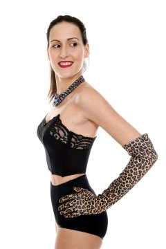 2016-11-20 MissGlamour in black strapless bra and black control briefs worn as hotpants