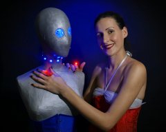 2016-11-20 MissGlamour silver bikini and corset - lit by LED