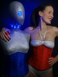 2016-11-20 MissGlamour silver bikini and corset - lit by LED