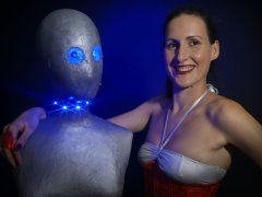 2016-11-20 MissGlamour silver bikini and corset - lit by LED