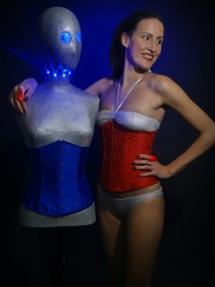 2016-11-20 MissGlamour silver bikini and corset - lit by LED