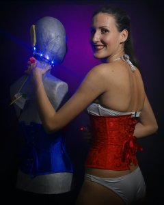 2016-11-20 MissGlamour silver bikini and corset - lit by LED