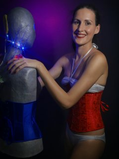 2016-11-20 MissGlamour silver bikini and corset - lit by LED