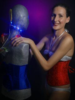 2016-11-20 MissGlamour silver bikini and corset - lit by LED