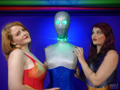 2016-12-11 Miss Danni Lou and her friend Char in superhero swimsuits