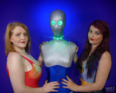 2016-12-11 Miss Danni Lou and her friend Char in superhero swimsuits