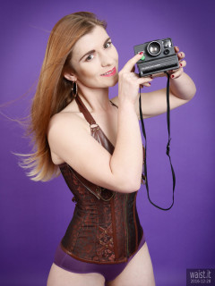2016-12-28 Helen Rose her own leather corset and purple high-waist control briefs worn as hotpants