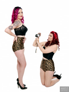 2017-01-21 MissDaniLou and Tasha working out in leopard print control briefs, worn as hot pants