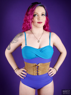 2017-01-21 Tasha in blue tummy-control vintage style one-piece swimsuit by M&S