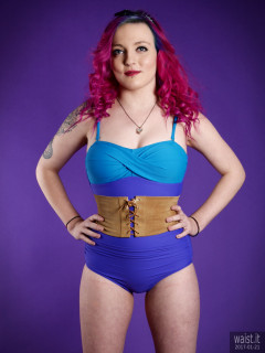 2017-01-21 Tasha in blue tummy-control vintage style one-piece swimsuit by M&S