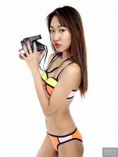 2017-01-28 Salina Pun in Chinese neoprene multicoloured bikini