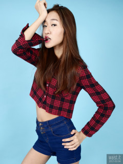 2017-02-04 Salina Pun checked shirt and denim shorts
