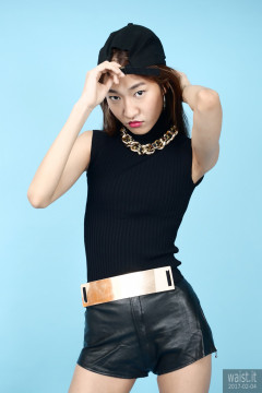 2017-02-04 Salina Pun liblack stretchy lycra top and leather shorts