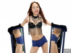 2017-02-04 Salina Pun jewelled dance top and stretchy lycra briefs worn as hotpants