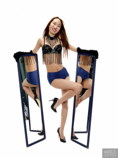 2017-02-04 Salina Pun jewelled dance top and stretchy lycra briefs worn as hotpants