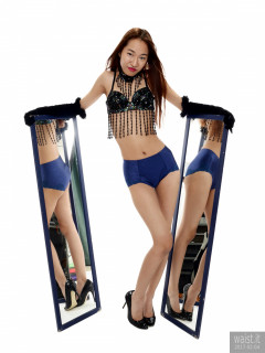 2017-02-04 Salina Pun jewelled dance top and stretchy lycra briefs worn as hotpants