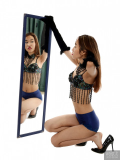 2017-02-04 Salina Pun jewelled dance top and stretchy lycra briefs worn as hotpants