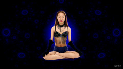 2017-02-04 Salina Pun jewelled dance top and stretchy lycra briefs worn as hotpants c/w ProjectM backdrop