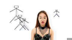 2017-02-04 Salina Pun jewelled dance top and stretchy lycra briefs worn as hotpants c/w ProjectM backdrop