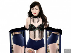 2017-02-18 Alexa Rose in jewelled dance top and blue lycra pante girdle worn as hot-pants
