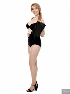 2017-03-11 LilyAmber black bra and style 210 pantie girdle plus black Chinese waist trainer