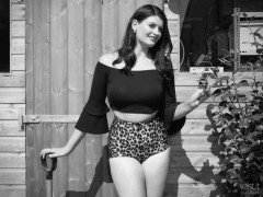 2017-04-09 Imogen black top and animal print control briefs worn as hotpants