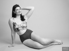 2017-04-09 Imogen multicoloured top and blue control briefs worn as hotpants