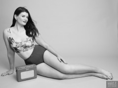 2017-04-09 Imogen multicoloured top and blue control briefs worn as hotpants