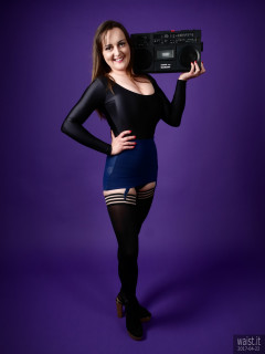2017-04-22 Patsy black leotard and blue roll-on girdle