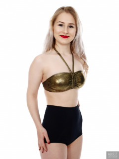 2017-05-19 Laura Sele golden top and black control briefs worn as hotpants