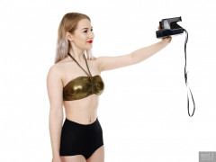 2017-05-19 Laura Sele golden top and black control briefs worn as hotpants