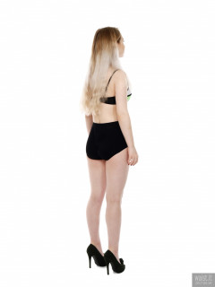 2017-05-19 Laura Sele bikini top and black control briefs worn as hotpants