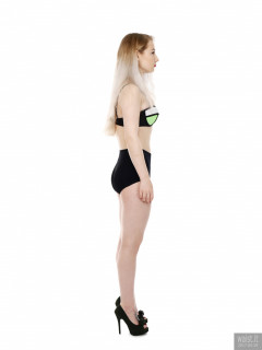 2017-05-19 Laura Sele bikini top and black control briefs worn as hotpants