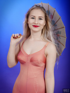 2017-05-19 Laura Sele pink 1960s pantie corselette