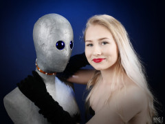 2017-05-19 Laura Sele tightly laced black underbust corset worn over black Miraclesuit bodyshaper