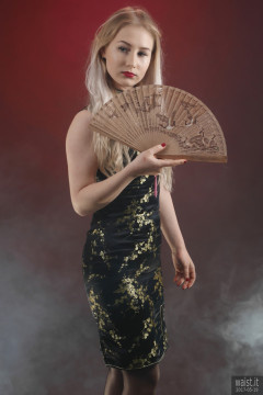 2017-05-19 Laura Sele cheongsam dress and lots of smoke