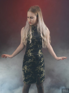 2017-05-19 Laura Sele cheongsam dress and lots of smoke