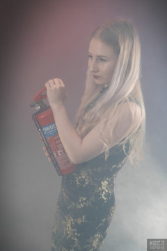 2017-05-19 Laura Sele cheongsam dress and lots of smoke