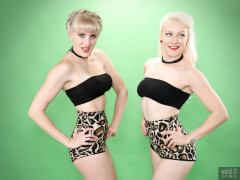 2017-06-10 Dayna Nirvana and Emma Lou in black boob tubes and animal print control briefs worn as hot pants