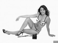 2017-09-03 Kris in multicoloured neoprene bikini with Polaroid Land Camera