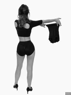 2017-09-03 Kris in black bra, posture top and control briefs worn as hotpants