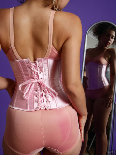 2017-09-23 Stephy in pink corset and firm control vintage pantie corselette