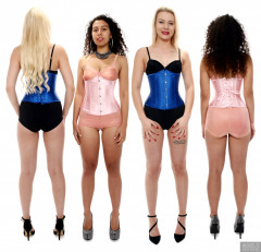2017-09-30 Jade Lauren and Stephy Samer playing with lace-up vintage corsets
