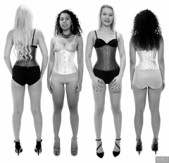 2017-09-30 Jade Lauren and Stephy Samer playing with lace-up vintage corsets