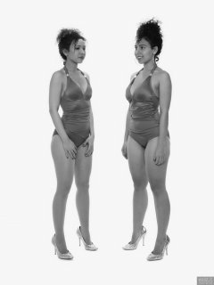 2017-10-22 Isabelle and Stephy fitness session in purple one-piece swimsuits