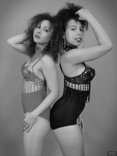 2017-10-22 Isabelle and Stephy dance tops and control briefs worn as hotpants