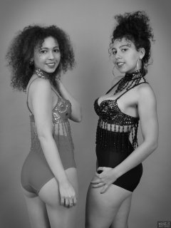2017-10-22 Isabelle and Stephy dance tops and control briefs worn as hotpants