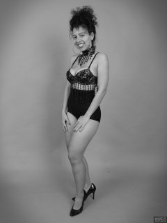 2017-10-22 Stephy in dance top and control briefs worn as hotpants
