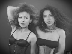 2017-10-22 Isabelle and Stephy tightly laced corset and pantie girdle worn as hotpants